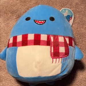 SQUISHMALLOWS Ray The Blue Shark w/Red Checkered Scarf 8" Plush Brand New w/Tags